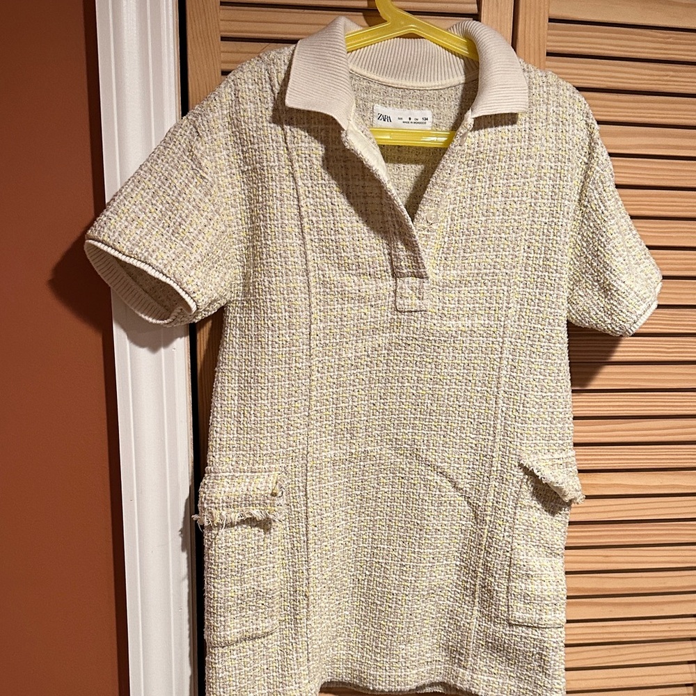 Zara Beige Knit Polo Dress